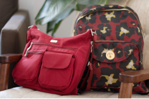 red Baggallini purse and backpack