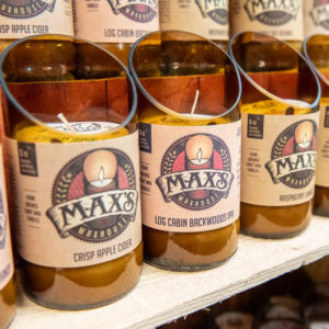 Max’s Waxhouse - Hand Made from Recycled Beer Bottles to keep glass out of the landfill and Create Jobs in the USA. Supports Believe in Tomorrow Children's Foundation. Great smelling candle, burns for 50 hours with no soot, clear to the bottom.