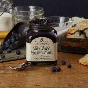 Just sweet, intensely flavorful wild Maine blueberries, the right amount of sugar and a splash of lemon is what is inside Stonewall Kitchen’s top selling Wild Maine Blueberry Jam. Bursting with tiny, hand-raked Maine blueberries to enhance your favorite morning bread. Perfect to spread on pancakes, enjoy an extra special PB&J or surprise someone with breakfast in bed!